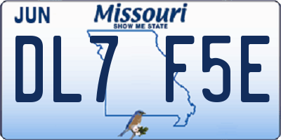 MO license plate DL7F5E