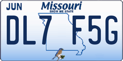MO license plate DL7F5G