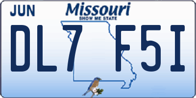 MO license plate DL7F5I