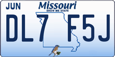 MO license plate DL7F5J