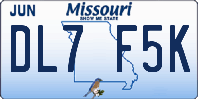 MO license plate DL7F5K