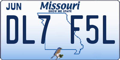 MO license plate DL7F5L