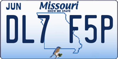 MO license plate DL7F5P