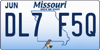 MO license plate DL7F5Q