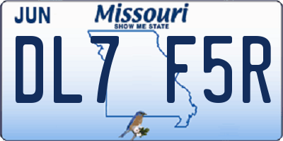 MO license plate DL7F5R