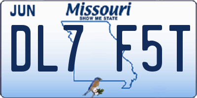 MO license plate DL7F5T