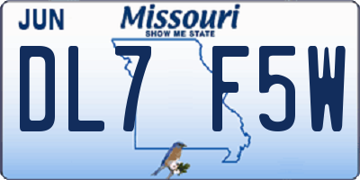 MO license plate DL7F5W