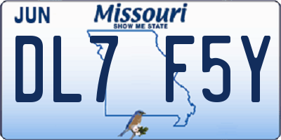 MO license plate DL7F5Y