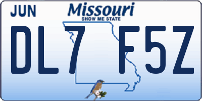 MO license plate DL7F5Z
