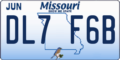 MO license plate DL7F6B