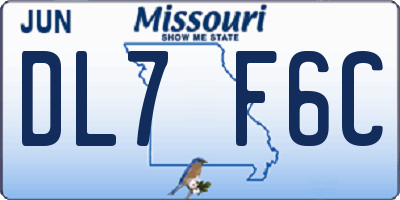 MO license plate DL7F6C