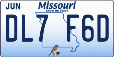 MO license plate DL7F6D