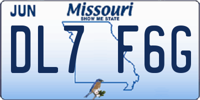 MO license plate DL7F6G