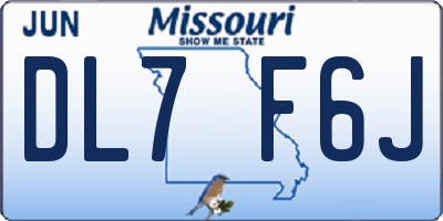 MO license plate DL7F6J