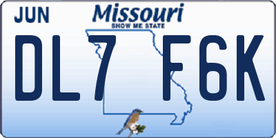 MO license plate DL7F6K