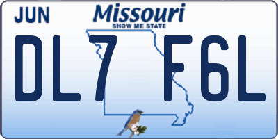 MO license plate DL7F6L
