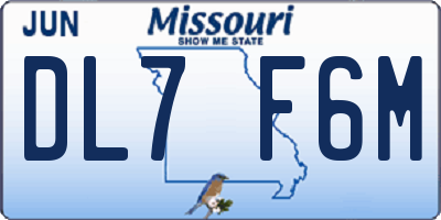MO license plate DL7F6M