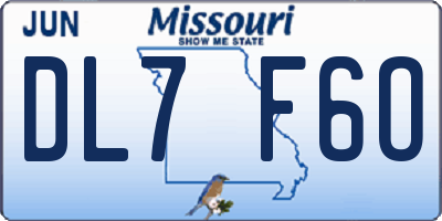 MO license plate DL7F6O