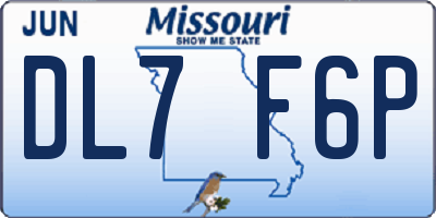MO license plate DL7F6P