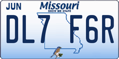 MO license plate DL7F6R