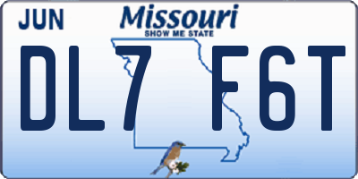 MO license plate DL7F6T