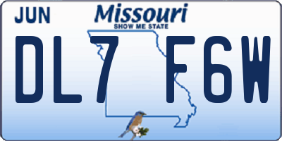 MO license plate DL7F6W