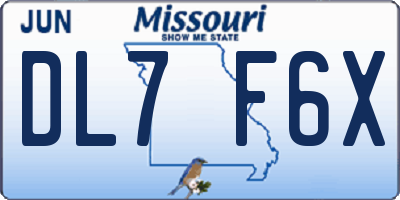 MO license plate DL7F6X
