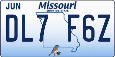 MO license plate DL7F6Z