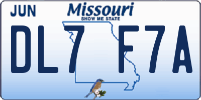 MO license plate DL7F7A