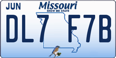 MO license plate DL7F7B