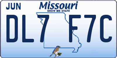 MO license plate DL7F7C