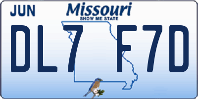MO license plate DL7F7D