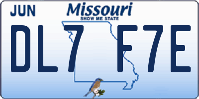 MO license plate DL7F7E