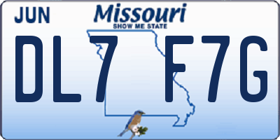 MO license plate DL7F7G