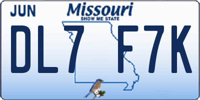 MO license plate DL7F7K