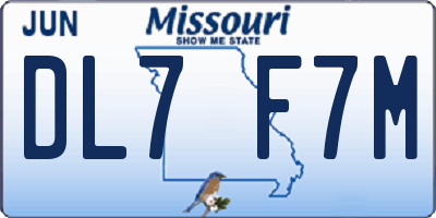 MO license plate DL7F7M