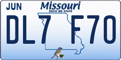 MO license plate DL7F7O