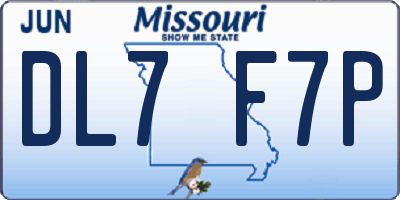 MO license plate DL7F7P