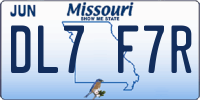 MO license plate DL7F7R