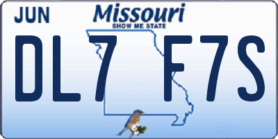 MO license plate DL7F7S