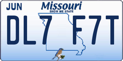 MO license plate DL7F7T