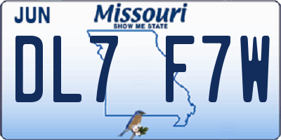 MO license plate DL7F7W