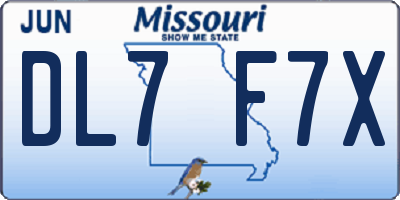 MO license plate DL7F7X