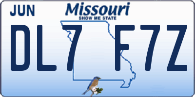MO license plate DL7F7Z