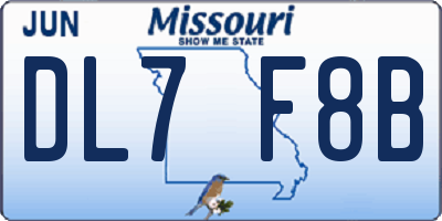 MO license plate DL7F8B