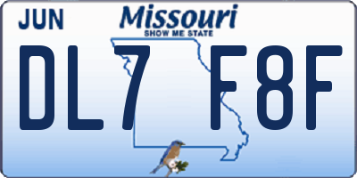 MO license plate DL7F8F