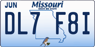 MO license plate DL7F8I