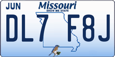 MO license plate DL7F8J