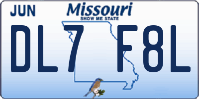 MO license plate DL7F8L