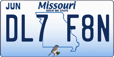 MO license plate DL7F8N